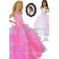 2013 halter beaded appliqued pink blue tiered custom-made ball gown long girls pageant dresses CWFaf4711